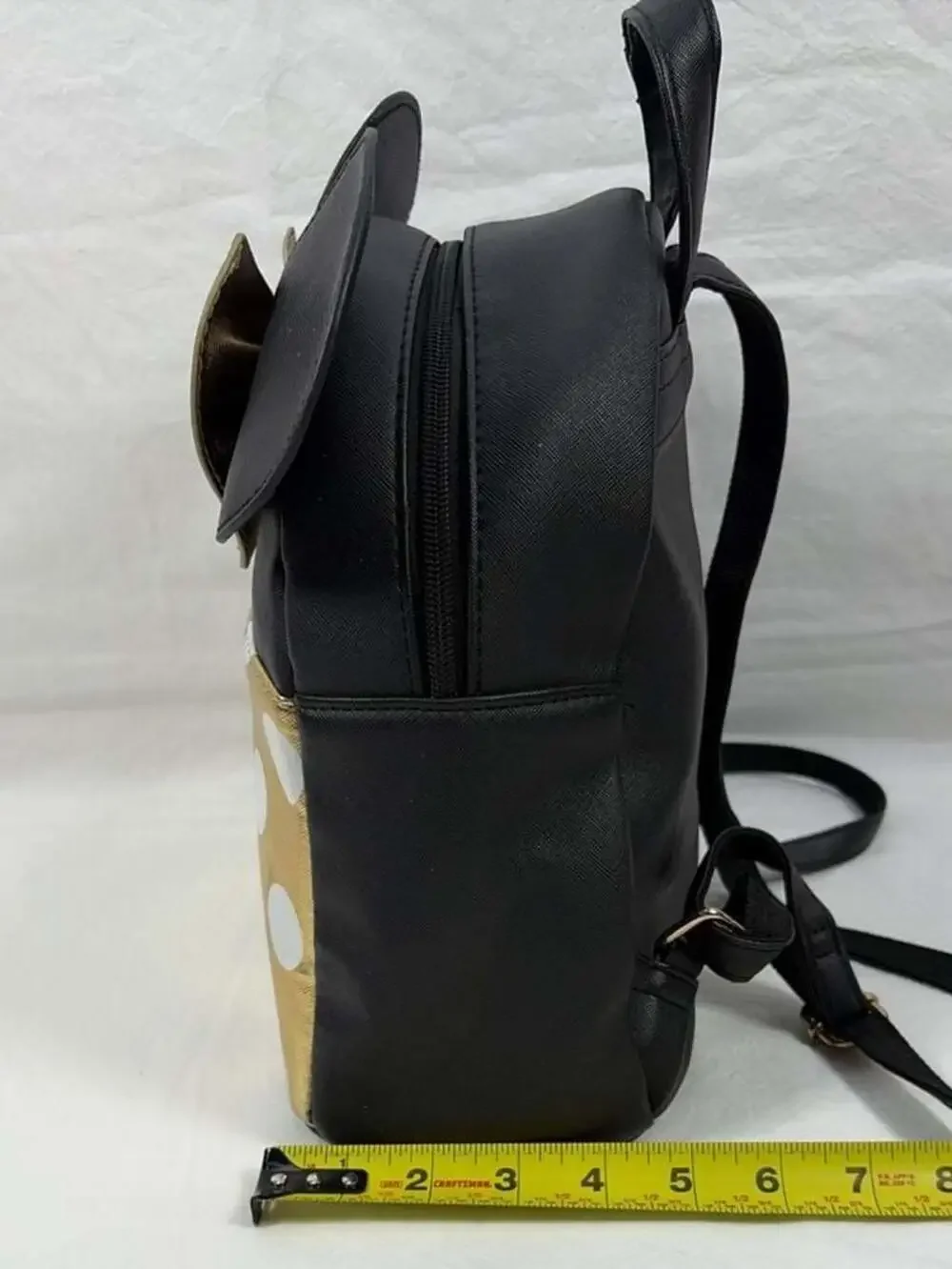 Disney Minnie Mouse Black and Gold Polka Dot Ears Mini Backpack